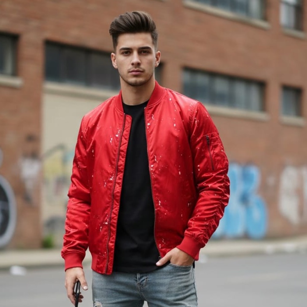 Vibrant Red Men's Bomber Jacket